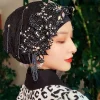 femmes ethnique broderie perle turban casquette ramadan mode musulmane paillettes tête enveloppement musulman hijab islamique cheveux couverture foulard chapeau