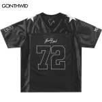 Hommes Jersey T-Shirt Y2K Vintage Brodé Étoile Patchwork Sport T-Shirt Hip Hop Harajuku Décontracté Séchage Rapide Urbain Col En V Haut