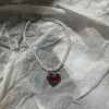 collier élégant avec pendentif en forme de cœur d'amour pour femmes, bijoux y2k, ras du cou en perles d'eau douce