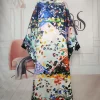 dubaï été femmes musulmanes vacances caftan en soie maxi robe surdimensionné europe imprimé plage ample abaya femme africaine doux boubou