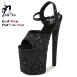 Chaussures à Talons Hauts pour Femme, Sandales Modernes à Paillettes, Chaussures de Stripper, Escarpins de Mariage Rouges, Plateforme Grillade, Élégantes, 20cm
