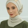 Élégant plaine musulman instantané turban hijab femmes bandeau pour dames, conception de boucle en métal