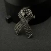 Broche en ruban de strass noirs pour femmes et hommes, épingle à revers élégante à la mode, accessoires de décoration, bijoux de fête, cadeau