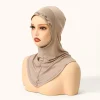 nouveau hijab instantané avec strass brillants pour femmes musulmanes, couverture complète, bonnet en jersey de coton solide, prêt à porter, casquette intérieure