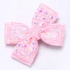 pinces à cheveux avec nœud en strass, barrette en ruban doux pour bébés filles, épingles à cheveux en cristal scintillant pour enfants, accessoires de couvre chef pour enfants