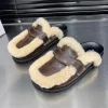 pantoufles plates en coton à plateforme pour femmes, mules en fourrure, chaussures d'hiver, diapositives chaudes en peluche, tendance, en cuir souple, décontractées, nouvelle collection 2025