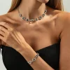 bracelet délicat et élégant en diamant noir pour femmes, œil de tigre scintillant, collier réglable, boucles d'oreilles, accessoires bijoux de fête
