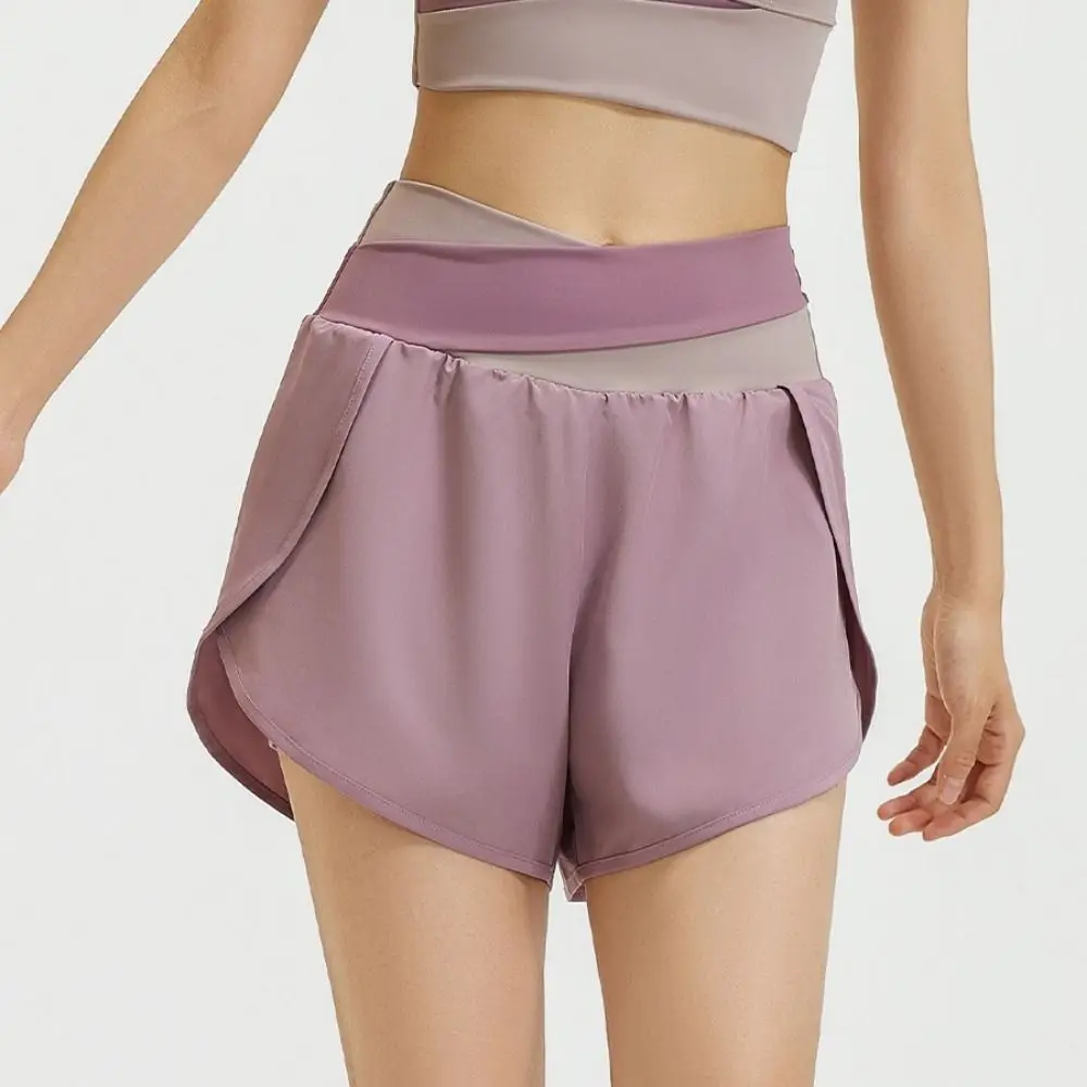 Short de sport respirant 2 en 1 pour femmes, doublure intérieure, jupe de Yoga colorée, poches latérales pour téléphone, short de course antidérapant
