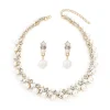 Ensemble de bijoux en perles scintillantes, collier de perles multicouche élégant, bijoux exquis pour femmes, boucles d&rsquo;oreilles pendantes en perles, cadeau