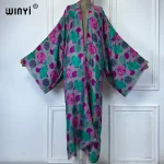 WINYI-Cardigan kimono imprimé bohème, abaya dubaï, tenues de plage de luxe élégantes, cover-up, sexy, sensation de coton, robes valides ens abaya