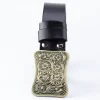 ceinture en cuir véritable à motif arabique, boucle en métal, design floral de vigne islamique rétro, fleur royale sculptée, ceinture décorative