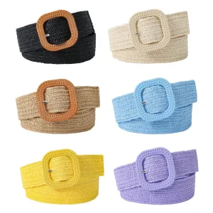 Ceinture large tressée bohème pour femme, patchwork, paille tissée, environnement tendance, mode féminine, été
