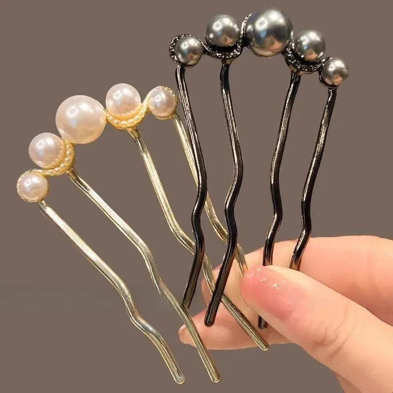 Épingles à cheveux coréennes en forme de U pour femmes, pinces à cheveux en perles de Style élégant, fourchettes en métal, épingles à cheveux en perles Vintage, outils de coiffure, cadeaux