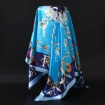 Injplanchers f-Foulard de Sauna Vintage Quatre Saisons pour Femme, Écharpe de Cheveux, Hijab, Bandana de Luxe, 90x90cm