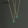 Collier pendentif en acier inoxydable plaqué or 18 carats pour femme, géométrique, vert, contre-indiqué, luxe, élégant, cadeau d&rsquo;anniversaire, bijoux