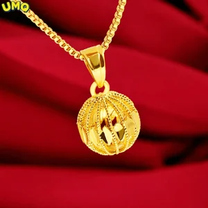 Collier plaqué or véritable 24 carats avec boule brodée, pendentif rond, bijoux en or pur 999 18 carats, diffusion en direct thaïlandaise, beaucoup des mêmes