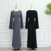 robe abaya élégante hijabi, manches évasées, ceinture intégrée, robe longue pour femmes musulmanes, événement de soirée, vêtements islamiques du ramadan eid dubaï