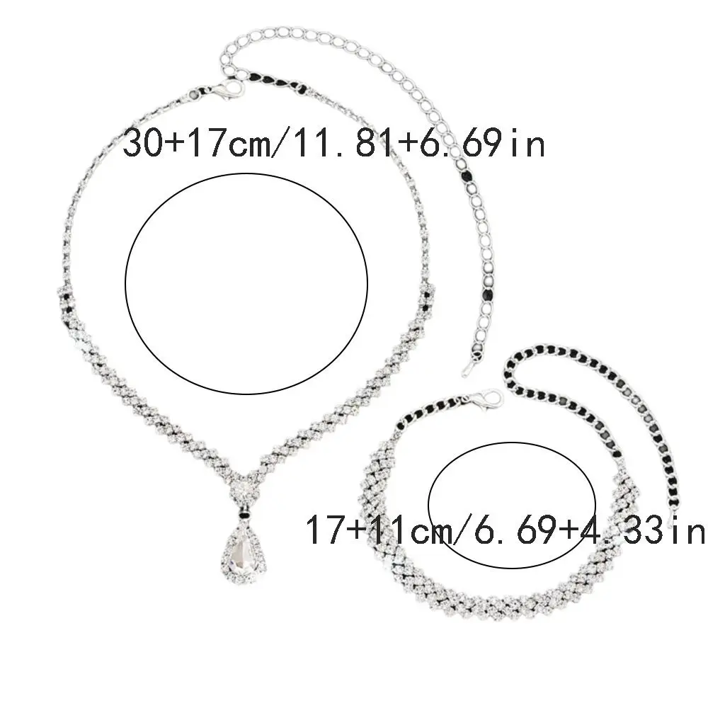 ensemble de bijoux de mariée de luxe en zircon, collier élégant, boucles d'oreilles, tempérament exquis, strass, bracelet, accessoires pour robe