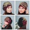 foulard de tête dentelle turban chapeaux fleur strass été mince foulard élastique cravate hijab turban chapeau islamique sous écharpe femmes