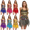 femmes paillettes scintillantes perles tenues de danse du ventre licou cou soutien gorge haut avec jupe carnaval inde danse princesse arabe costume