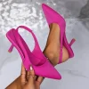 sandales à talons hauts fermés pour femme, simples, fins, à la mode, ajourées, pointues, nouvelle collection Été 2024