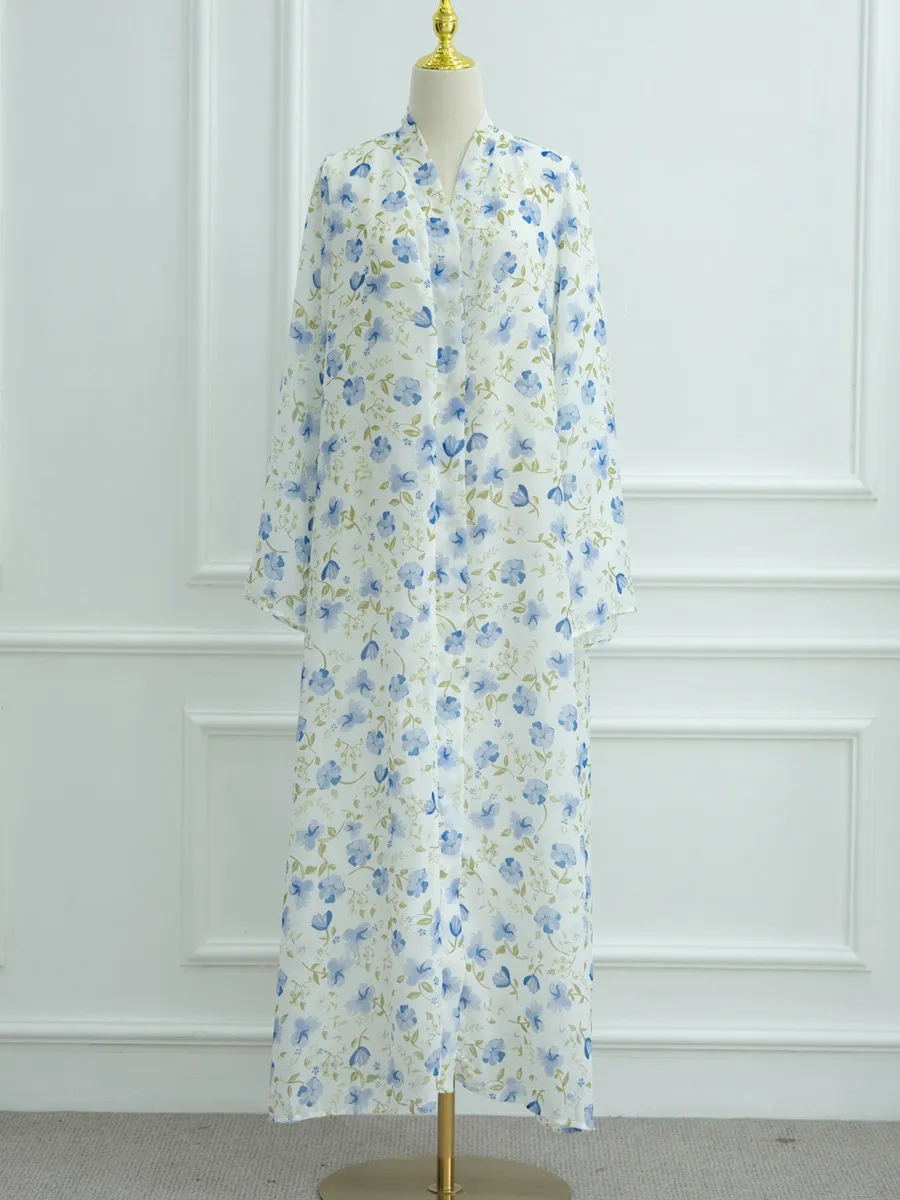 femmes musulmanes dubaï abaya luxe double couche en mousseline de soie imprimé robe hijab caftan ramadan robe femme islam robes africaines kebaya