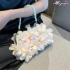 fleurs artificielles élégant sac de banquet couleur unie élégant sac à main floral soirée pochette sac à main grande capacité sacs de fête de mariage