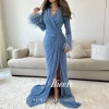 Aileen Robes De Festa Dubaï Robes De Soirée De Luxe 2025 Manches Longues Plume فساتmaveraPersonnalisé Élégant Robes De Bal Sexy