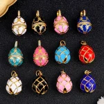 Juya bricolage femmes bijoux de mariée faisant des décorations à la main 18K véritable plaqué or creux ovale émail fleur royale breloques fournitures