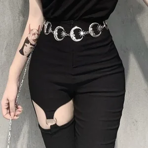 Ceinture chaîne en or femme taille lune soleil ceintures en métal pour femmes Punk robe ceinture gothique jean accessoire Long Ketting Riem