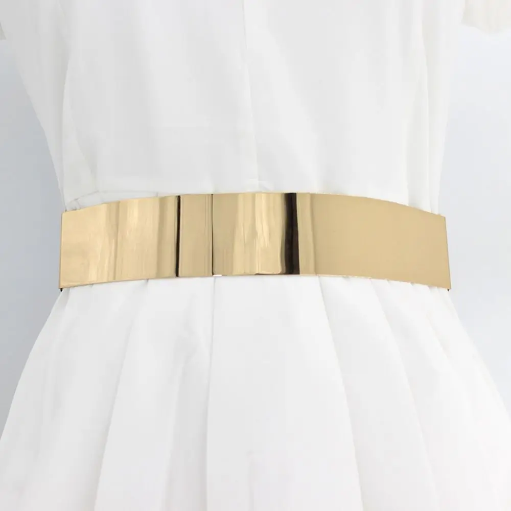 Ceinture élastique en métal argenté pour femmes, élégante, réglable en or, assortie avec tout, ceinture de taille, Corset, ceintures élastiques
