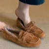 Chaussures pour femmes 2024 offre spéciale chaussures plates chaudes pour femmes chaussures plates décontractées quotidiennes femmes nœud papillon frange bout rond chaussures à fond souple dames