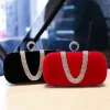 pochette de soirée en velours avec motif en v et strass et détail d'anneau – sac à main de cocktail noir élégant pour femmes, sac à main de fête de luxe