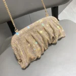 Pochettes de soirée en biscuits brillants pour femmes, sacs à main à pince en cristal, sacs à main de créateurs élégants, nouveaux plis, fête de mariage