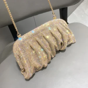 Pochettes de soirée en biscuits brillants pour femmes, sacs à main à pince en cristal, sacs à main de créateurs élégants, nouveaux plis, fête de mariage