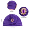 nouvelles femmes perles noeud torsion turban bandeaux casquette instantanée hijab avec casquette chapeaux décontracté streetwear femme musulman indien chapeau
