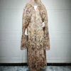 uni luxe dubaï femmes abayas hijab inclus musulman élégant imprimé fleuri plissé ouvert cardigan à manches longues caftan
