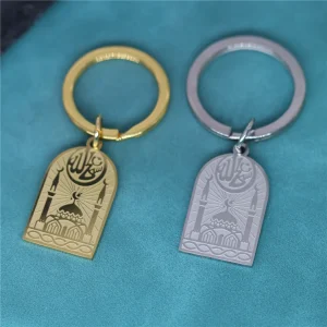 Porte-clés avec pendentif en acier inoxydable pour hommes et femmes, bijoux religieux islamiques, cadeau amulette