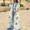 abaya veste longue plissée imprimée de style ethnique pour femme musulmane, cardigan à grand revers, dubaï, automne 2024