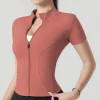 femme yoga veste haute élastique yoga à manches courtes manteau col montant serré sport manteau nu fitness à manches courtes femme