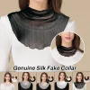 100% véritable soie maille Protection solaire écharpe 2025 été nouvelles femmes faux col solide mince unisexe polyvalent quotidien écharpe 100% véritable soie maille Protection solaire écharpe 2025 été nouvelles femmes faux col solide mince unisexe polyvalent quotidien écharpe