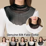 100% véritable soie maille Protection solaire écharpe 2025 été nouvelles femmes faux col solide mince unisexe polyvalent quotidien écharpe