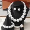 ensemble de collier et boucles d'oreilles en perles pour femmes, élégant, simple, haut de gamme, kit de bijoux à la mode, plaqué perles, accessoires de mode