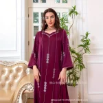 Robe en Satin à manches longues, à la mode, Style arabe dubaï, vêtements musulmans, coupe cintrée avec strass correcteurs, Design du moyen-orient