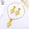 as00050 ensemble de bijoux à carreaux plaqués or 24 carats pour dames, collier boule ronde, boucles d'oreilles fleur élégantes du moyen orient, mode de mariage, bijoux de dubaï, 2 pièces