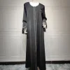 abayas musulmanes noir jaune robes de perles avec diamants à la mode franges patchwork robe saoudienne vêtements pour femmes