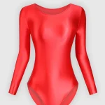 Barboteuse de danse de ballet de couleur unie pour femmes, body ajusté à manches longues avec col rond pour les répétitions, le scène et l&rsquo;usure quotidienne