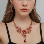 Ensemble de bijoux élégants et exagérés en strass, boucles d&rsquo;oreilles exquises en cristal, collier de luxe brillant pour femmes, bijoux de fête