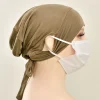 bonnet hijab en jersey de coton pour femme musulmane, sous Écharpe avec trou d'oreille, frontal rond
