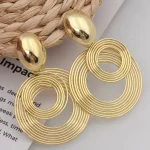 Grandes boucles d&rsquo;oreilles rondes tendance pour femmes, couleur or argent, géométrie en métal, boucles d&rsquo;oreilles pendantes, bijoux simples européens